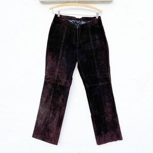 PLEIN SUD Vintage Brown Suede Leather High Waisted Pants